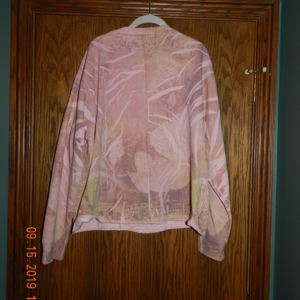 Women's Distinct Peach Patterned Rhinestone Zipper - Picture 3 of 6